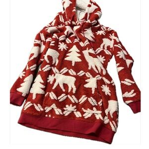 Vera Bradley Red Winter Fleece Hoodie with Kangaroo Pocket Size Small